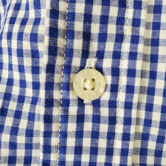Chaps  Button Down Gingham Shirt 18M Blue White - Picture 4 of 9